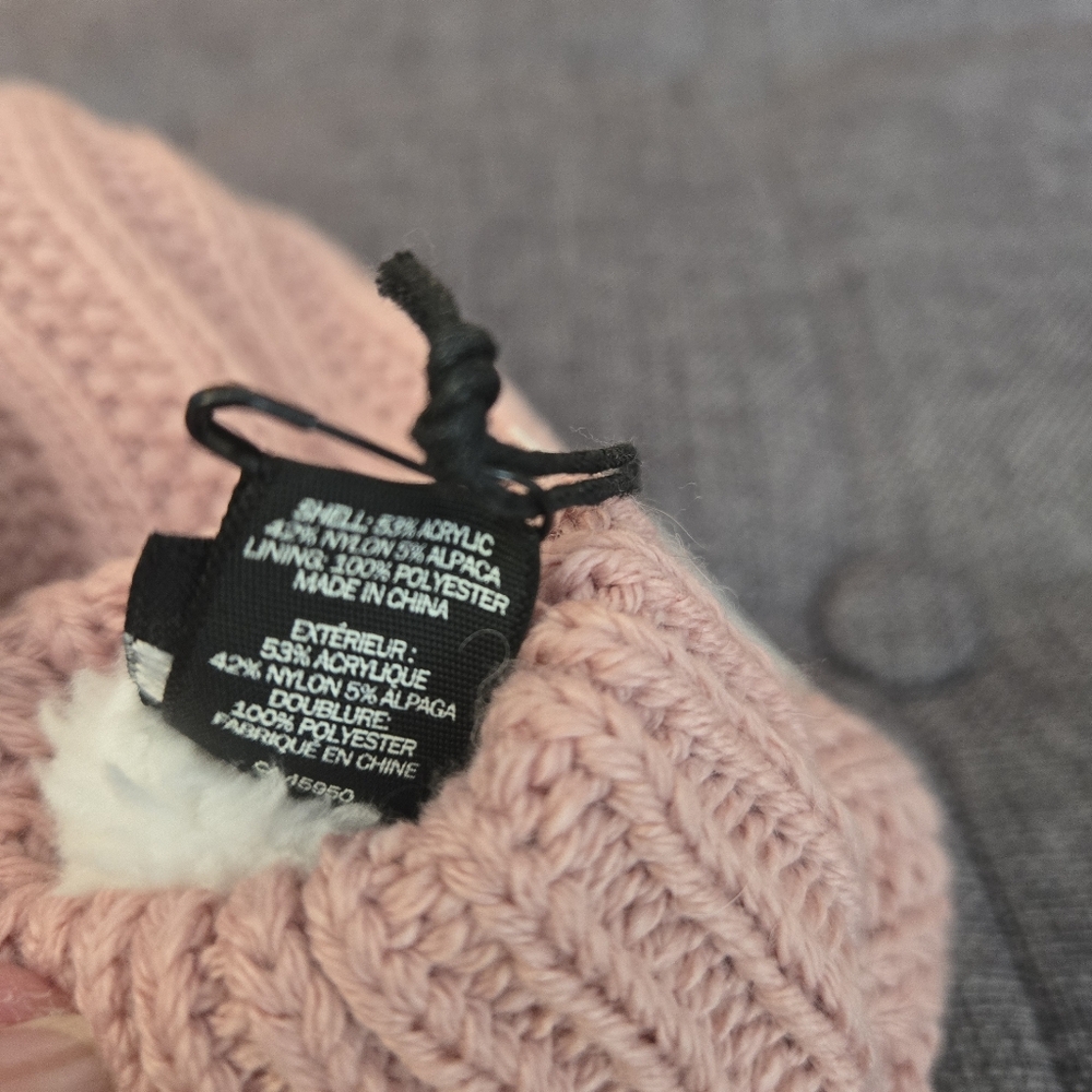 Indigo Rory Rib Furry Lined Mittens In Rose - Picture 5 of 7